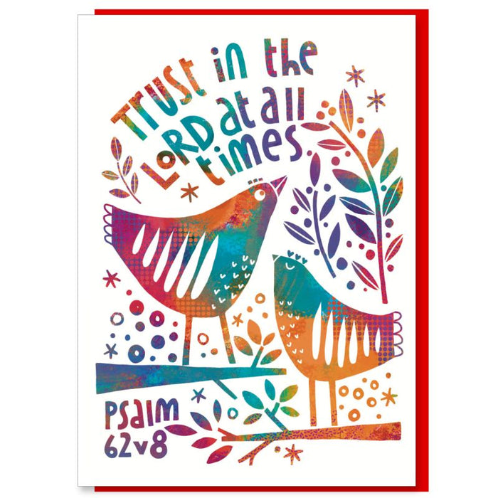 Trust In The Lord At All Times, Greetings Card With Bible Verse Psalm 62:8