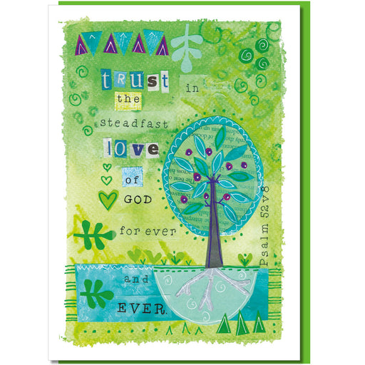 Words of Encouragement Christian Bible Cards, Trust In The Lord, Psalm 52:8 Greetings Card