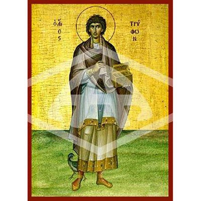 Tryphon The Martyr, Mounted Icon Print Size: 20cm x 26cm