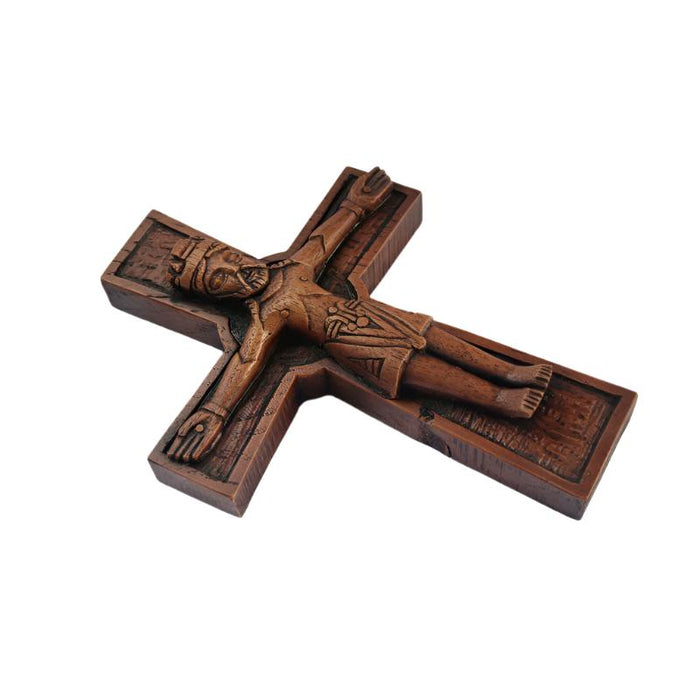 Viking Crucifix Cross Design, Handcast In Natural Wood Effect Coloured Resin Composite 18cm / 7 Inches High