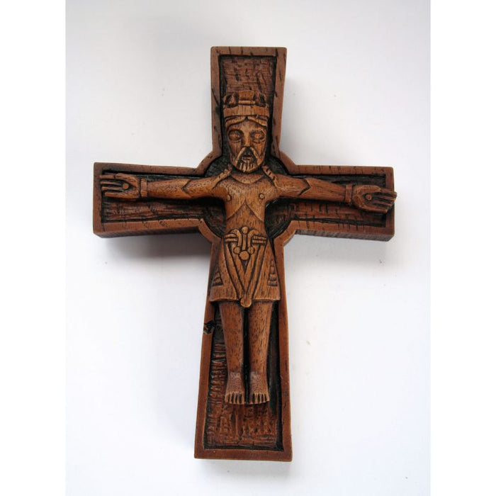 Viking Crucifix Cross Design, Handcast In Natural Wood Effect Coloured Resin Composite 18cm / 7 Inches High