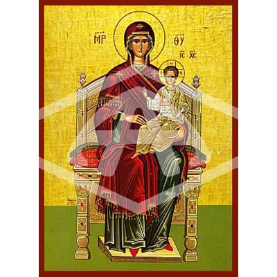 Virgin & Child Enthroned, Mounted Icon Print Available In Various Sizes