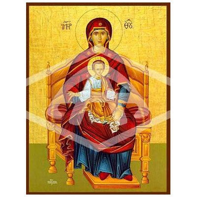 Virgin & Child Enthroned, Mounted Icon Print Size: 20cm x 26cm