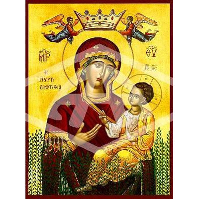 Virgin & Child of the Myrtle Tree Hodegetria, Mounted Icon Print Size: 20cm x 26cm