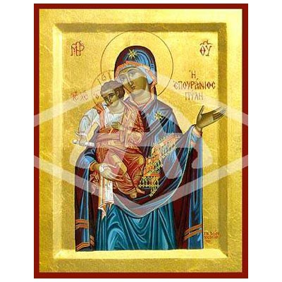 Virgin & Child Heavenly Gate, Mounted Icon Print Size: 20cm x 26cm
