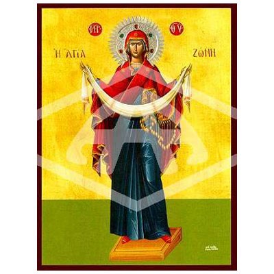 Virgin Mary of the Cincture, Mounted Icon Print Size: 20cm x 26cm