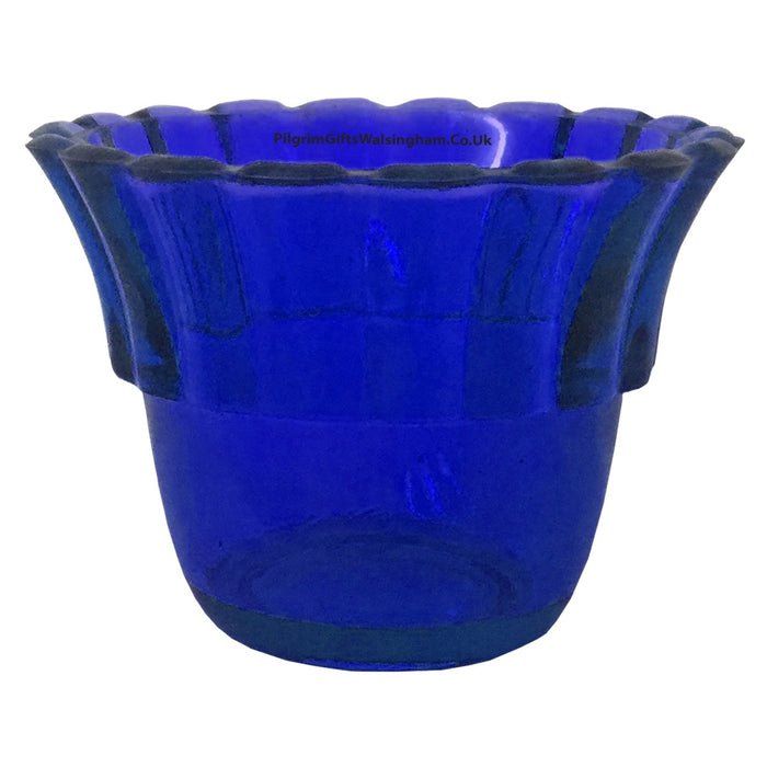 Blue Votive Lamp Glass, Fluted Top