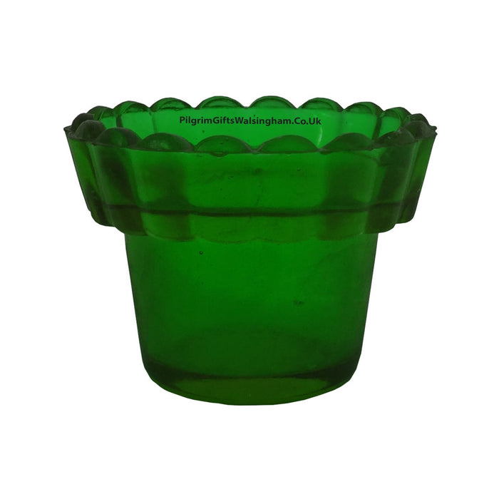 Green Votive Lamp Glass, Fluted Top