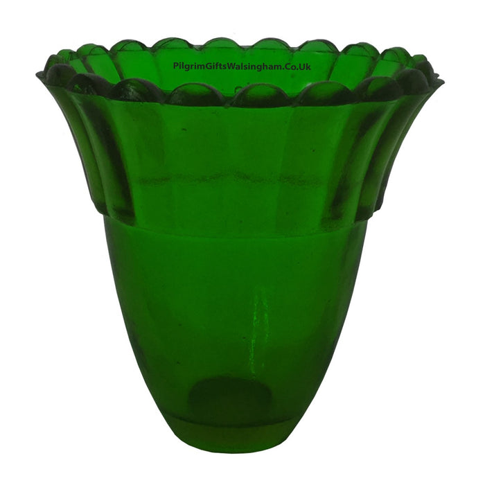 Green Votive Lamp Glass, Large Fluted Design