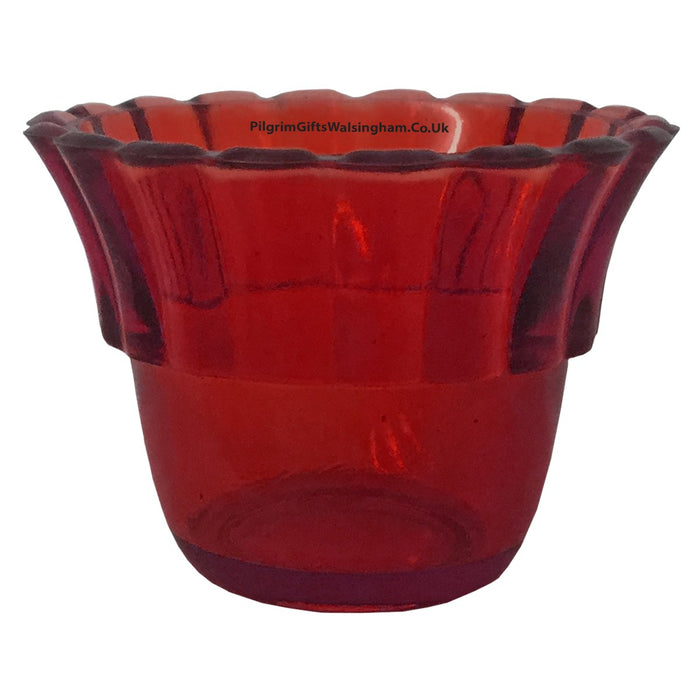 Red Votive Lamp Glass, Fluted Design