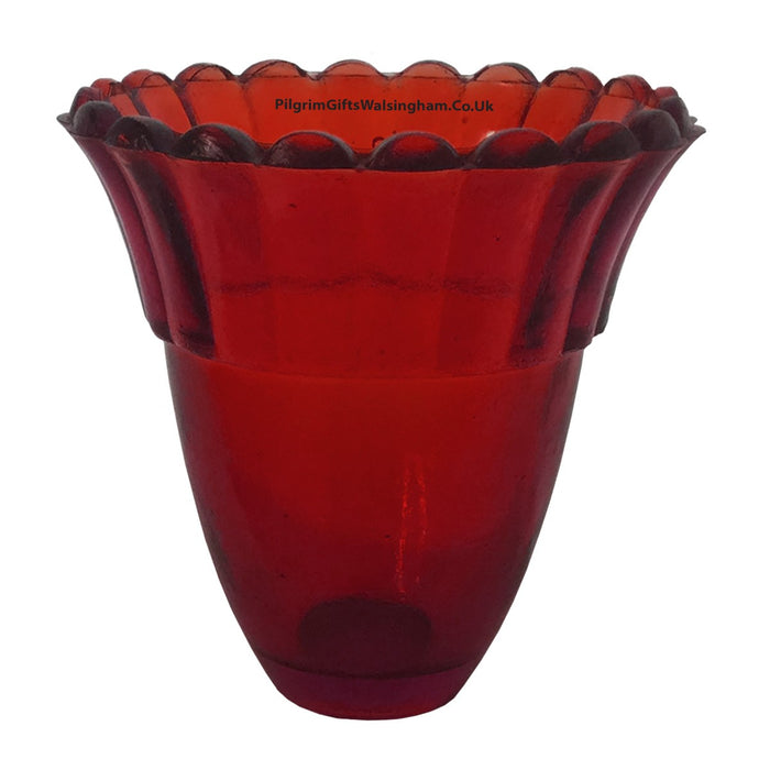 Red Votive Lamp Glass, Large Fluted Design