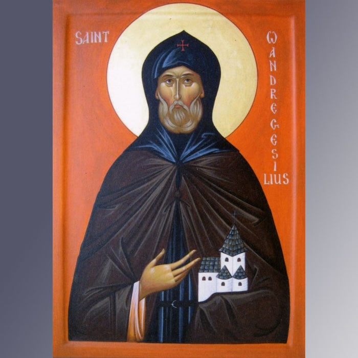 Orthodox Icons Saint Wandregesilius Abbot of Fontenelle, Mounted Icon Print