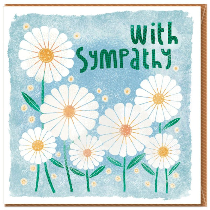 With Sympathy Greetings Card, Daisies Design With Bible Verse Psalm 121: 1-2