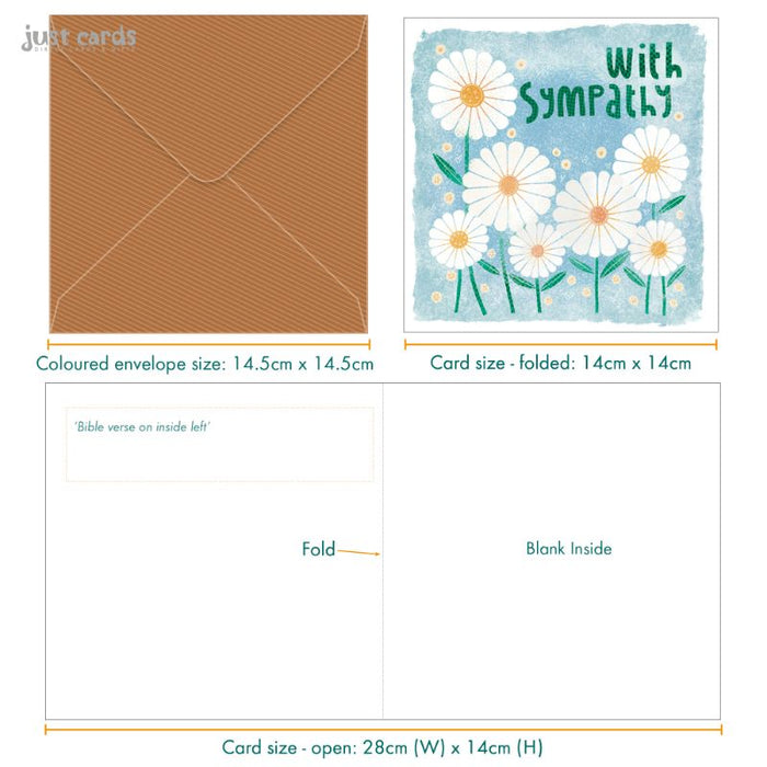 With Sympathy Greetings Card, Daisies Design With Bible Verse Psalm 121: 1-2