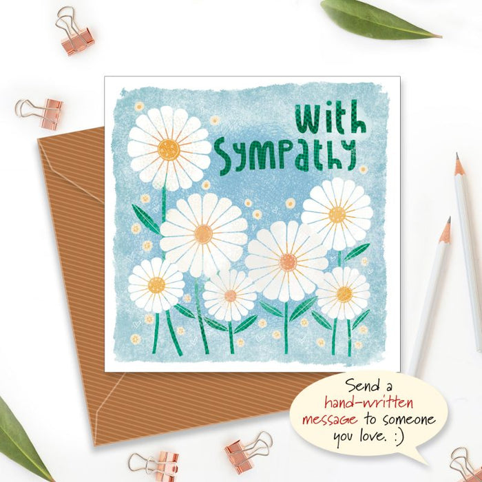 With Sympathy Greetings Card, Daisies Design With Bible Verse Psalm 121: 1-2