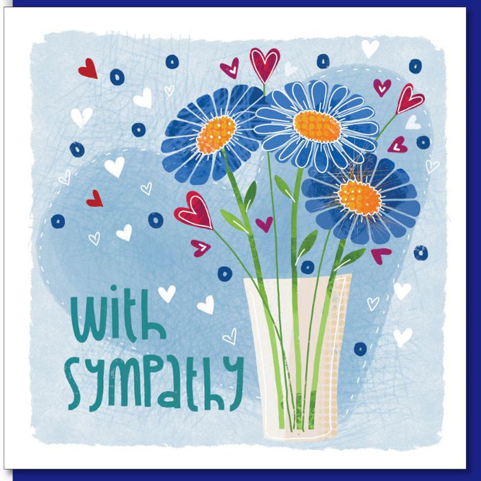 With Sympathy Greetings Card, Flowers & Hearts Design With Bible Verse Matthew 5:4