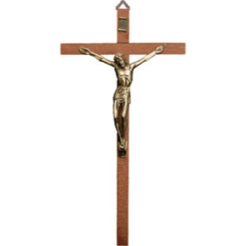 Wooden Crucifix With Brass Figure 6 Inches High
