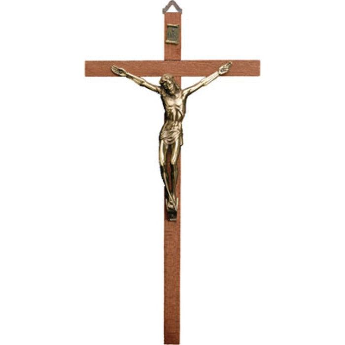 Wooden Crucifix With Brass Figure 8 Inches High