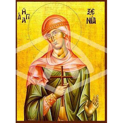 Xenia The Great Martyr of Peloponesus, Mounted Icon Print Size: 20cm x 26cm